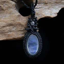 レインボームーンストーン天然石マクラメネックレスmac430エスニックエキゾチックな金属アレルギーフリーアクセサリー 11枚目の画像