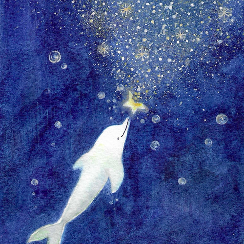 夜空の記憶の欠片【イルカ】 絵画 kuro 通販 19677737｜Creema