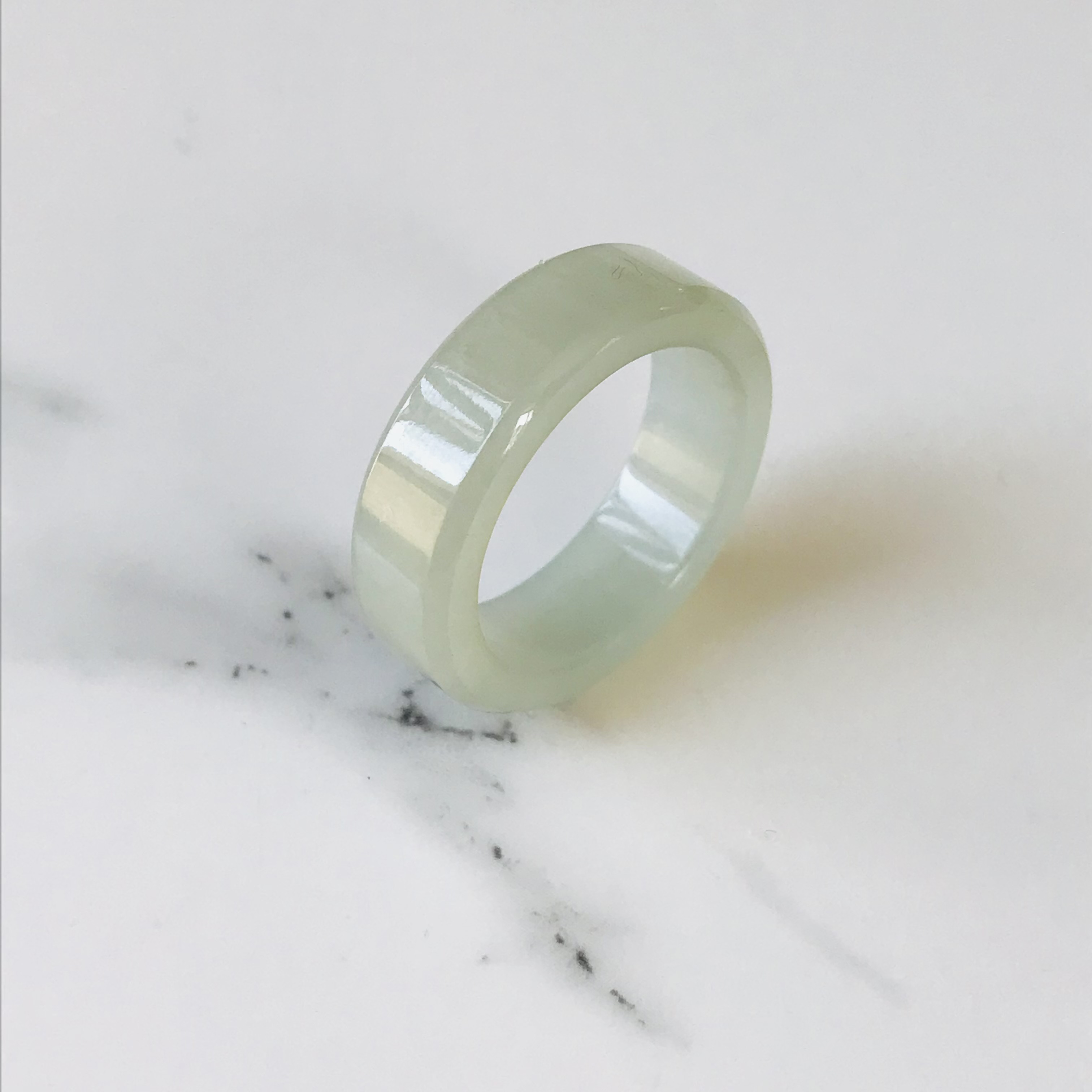 [R159-0010］ ジェイド　JADE ヒスイ　本翡翠　くりぬき　リング　天然石　ミャンマー産　19号　指輪