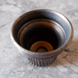 4号燻し金彩鎬鉢197　塊根植物　多肉植物　アガベ　盆栽　植木鉢　作家鉢　鉢皿　沖縄 4枚目の画像