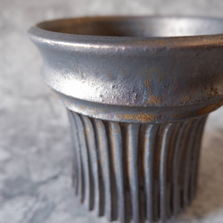 4号燻し金彩鎬鉢197　塊根植物　多肉植物　アガベ　盆栽　植木鉢　作家鉢　鉢皿　沖縄 2枚目の画像