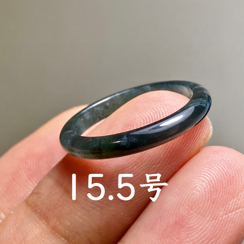 L13-89 氷糯種 黒翡翠 墨緑色 15.5号 グアテマラ産 A貨 本翡翠