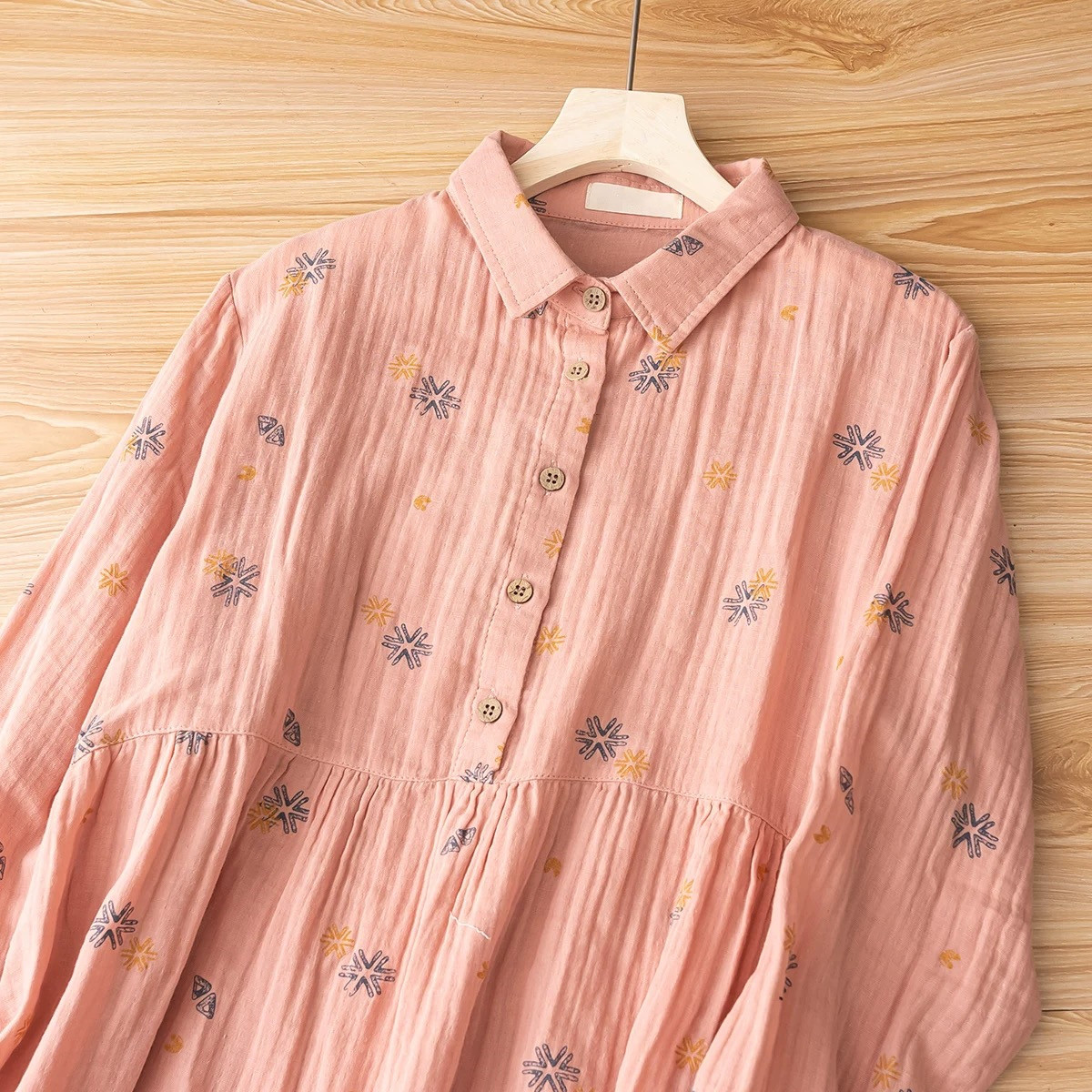 綿100％ レディース 長袖 ワンピース