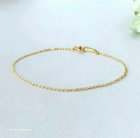 デザインカット＊ブレスレット　サージカルステンレス　アレルギー対応 メンズ ペア シンプル 重ね付け ネックレス変更可能 2枚目の画像