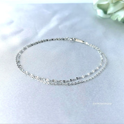 デザインカット＊ブレスレット　サージカルステンレス　アレルギー対応 メンズ ペア シンプル 重ね付け ネックレス変更可能 17枚目の画像