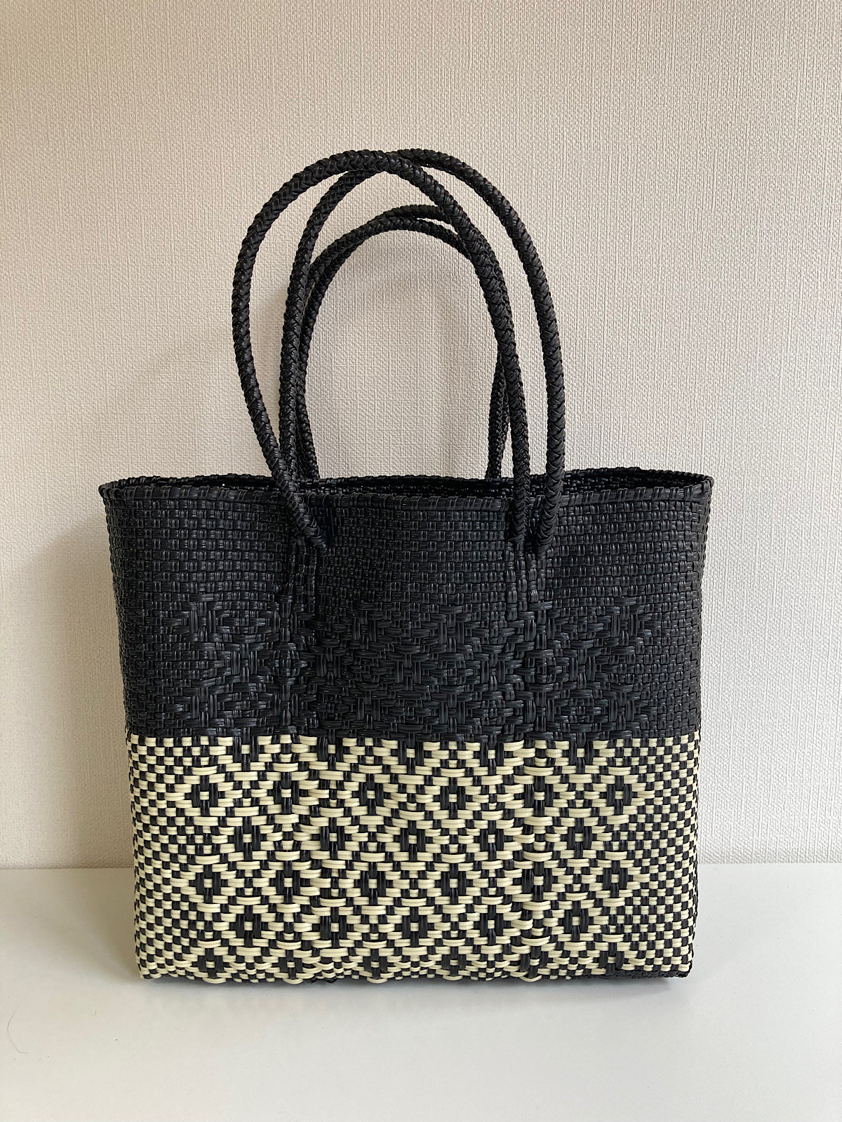 【Moonbird】メルカドバッグ M ・DIAMOND BLACK×CREAM