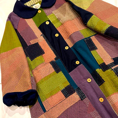 SAYOCAFE一点もの、こだわりの刺し子パッチワークコート コート 衣工房