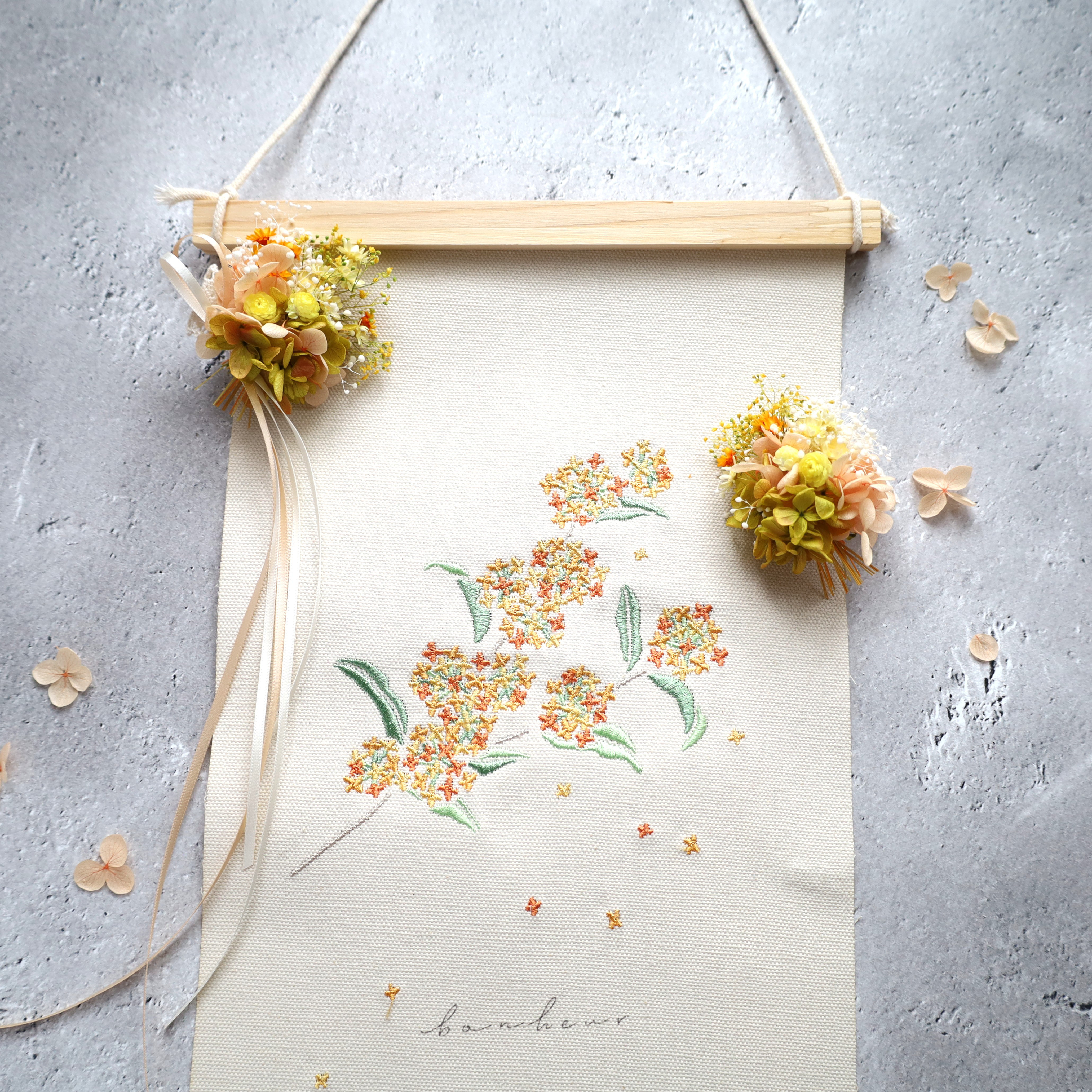 専用＊くすみカラーあじさい　ドライ＆プリザ　タペストリー 金木犀タペストリー❁フラワークリップ❁ No.227 キンモクセイ ドライ