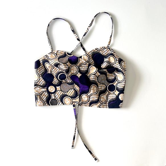 アフリカンプリント クロスビスチェ パープル ベージュ アフリカ布