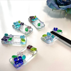 ベネチアンガラス カトラリー レスト＆オブジェ 受注制作》ベネチアンガラス キラキラ光る雪景色のカトラリー