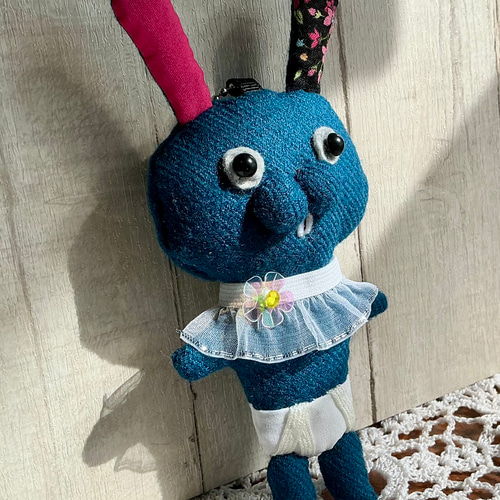 ミニブリーフ君(ウサギ紺) ミニぬいぐるみ キーホルダー マスコット