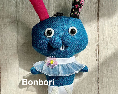 ミニブリーフ君(ウサギ紺) ミニぬいぐるみ キーホルダー マスコット