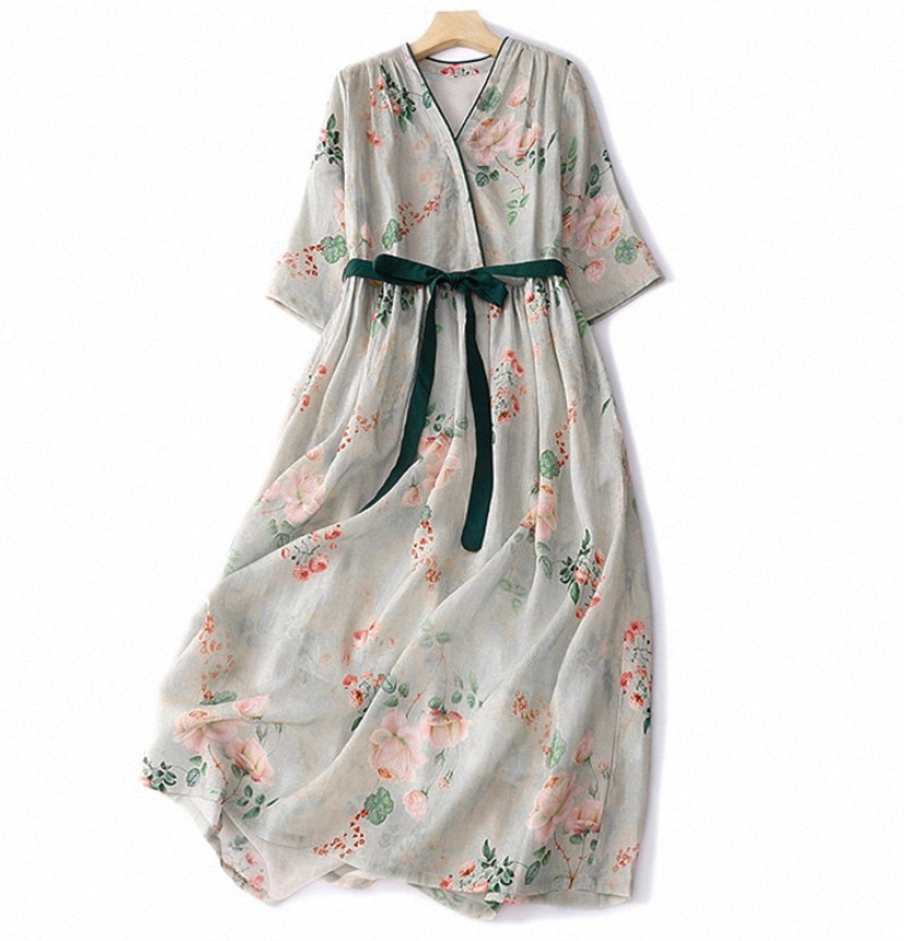 ワンピース、コットンリネン、綿麻、ふわっと 、 レディース、夏