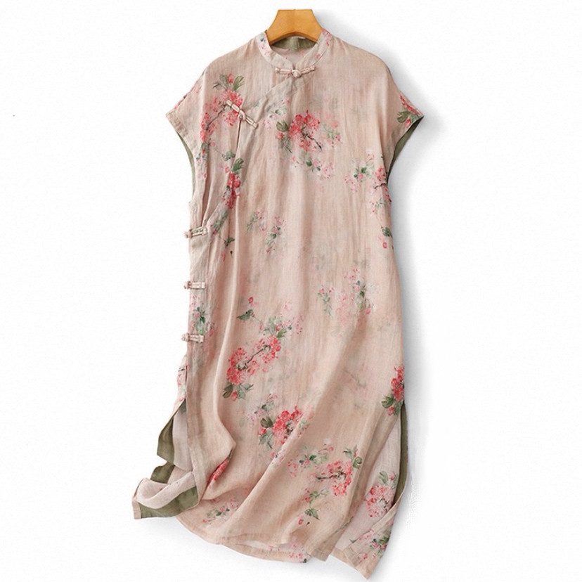 ワンピース、コットンリネン、綿麻、ふわっと 、 レディース、夏