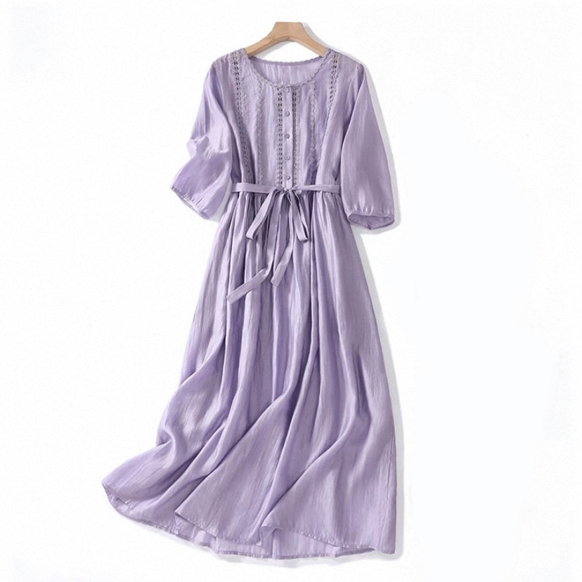 ワンピース、コットンリネン、綿麻、ふわっと 、 レディース、夏