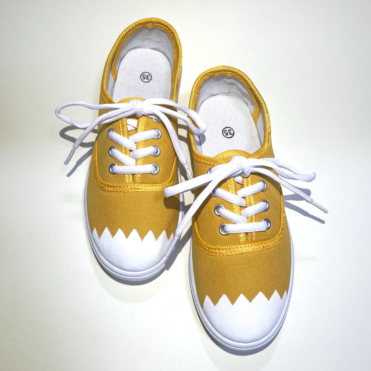 △卵殻ジグザグ▽ イエロースニーカー (22.5cm〜28.0cm) オーダーでカラー変更可能