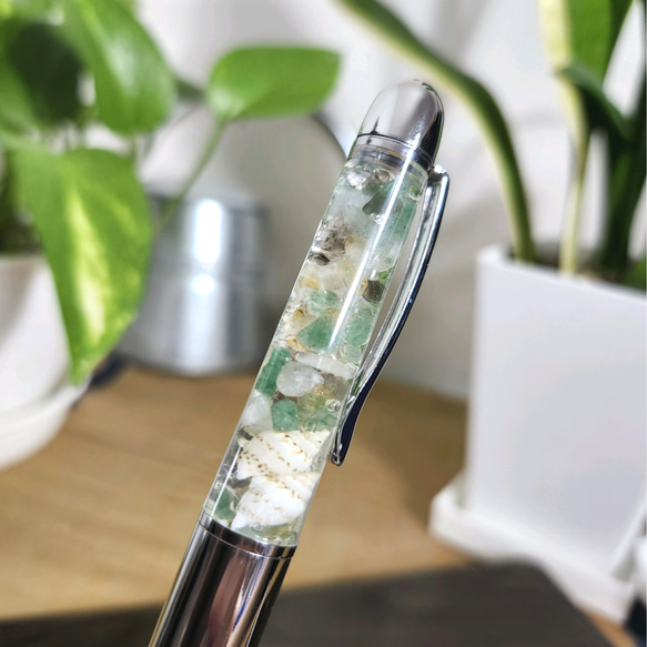 ボールペン ～Stone & Shell～ 石と貝 ☪シルバー 天然石・ドライ