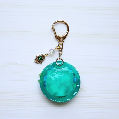 オルゴナイト キーホルダー バッグチャーム レジン グリーン 緑 お守り