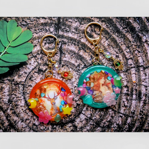 気功玉（お守り）オルゴナイトのキーホルダー（願い叶えるメモリーオイル封入） 波動玉（柔軟な強さ）オルゴナイトのキーホルダー（願い叶える