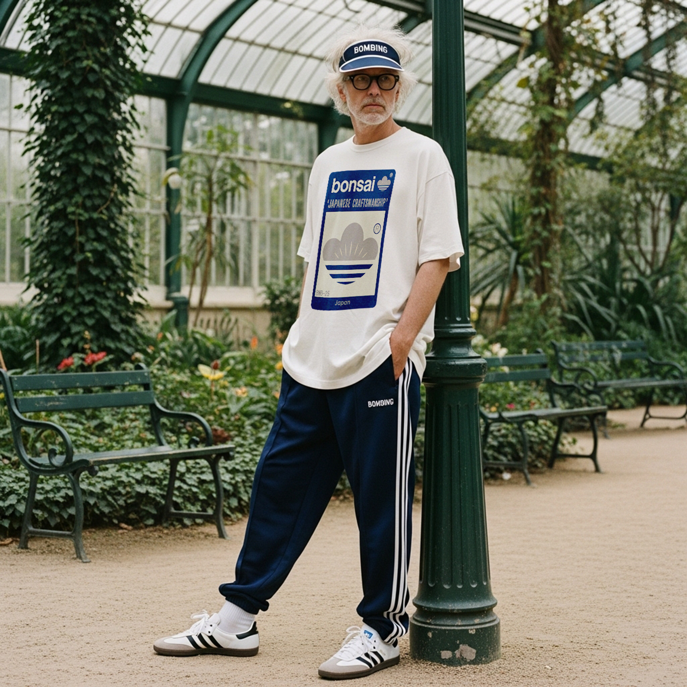 盆栽　和モダン ロゴTシャツ｜ストリート 家紋風・クラシックブルー錆び・ヘビーオンス・ホワイトボディ（インクジェット） 4,896円