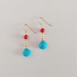 なまけもの　14kgf 透け感綺麗なフォッシルコーラル ピアス フォッシルコーラル 1粒ピアス 14kgf | iichi 日々の暮らしを心地よく