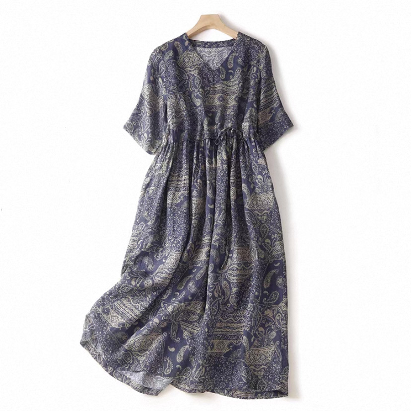 ワンピース、コットンリネン、綿麻、ふわっと 、 レディース、夏