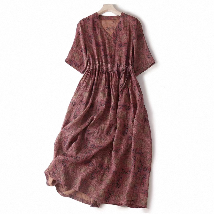 ワンピース、コットンリネン、綿麻、ふわっと 、 レディース、夏