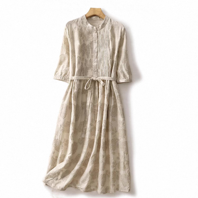ワンピース、コットンリネン、綿麻、ふわっと 、 レディース、夏