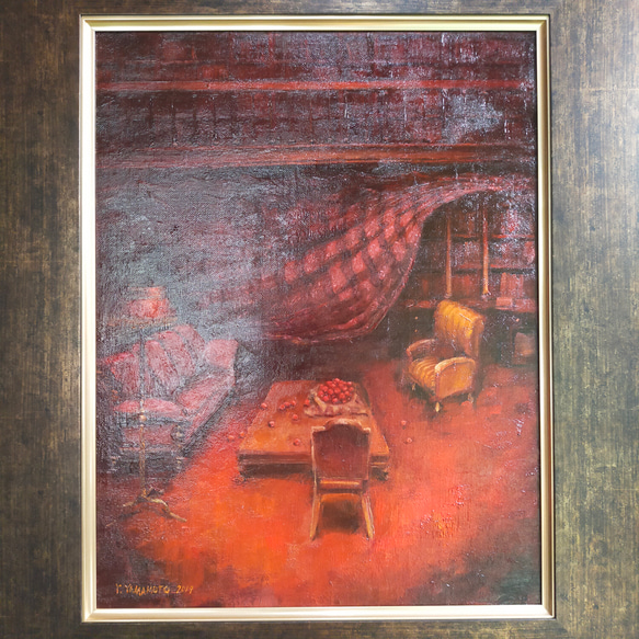 油絵F6号 赤の談話室 絵画 黄土6号 通販 19680445｜Creema(クリーマ