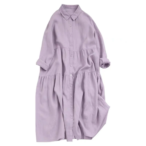 秋、ワンピース、コットンリネン、綿麻、ふわっと 、 レディース、夏、春