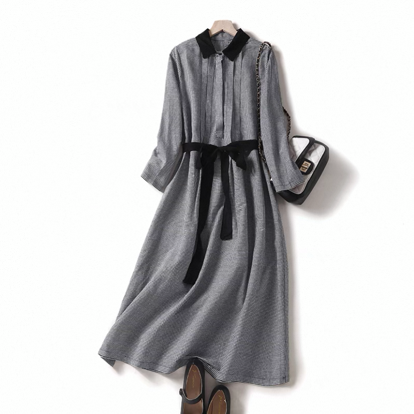 秋、ワンピース、コットンリネン、綿麻、ふわっと 、 レディース、春