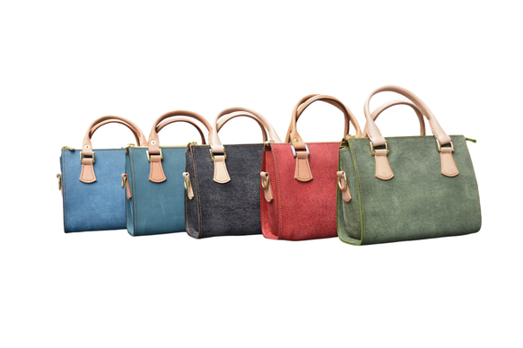 本革ハンドバッグ　トレジャーミニ　スカイブルー 5枚目の画像