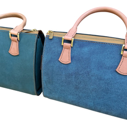 本革ハンドバッグ　トレジャーミニ　スカイブルー 6枚目の画像