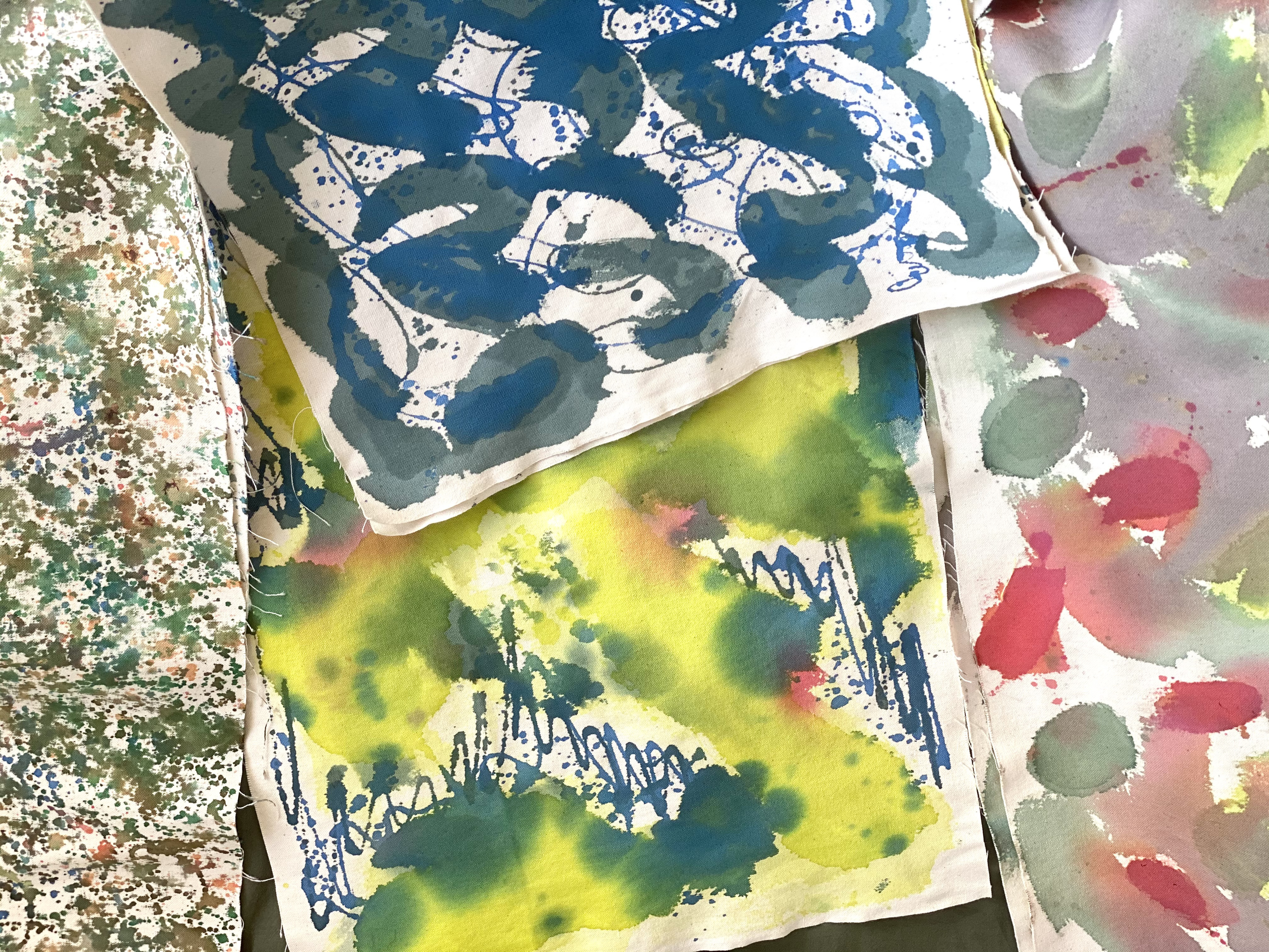 手染めのキャンバス巾着バッグ / Wave