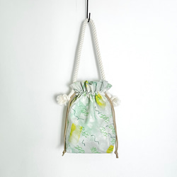 手染めのキャンバス巾着バッグ / Aqua 巾着バッグ Sashiiro 通販