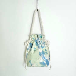手染めのキャンバス巾着バッグ / Aqua 巾着バッグ Sashiiro 通販