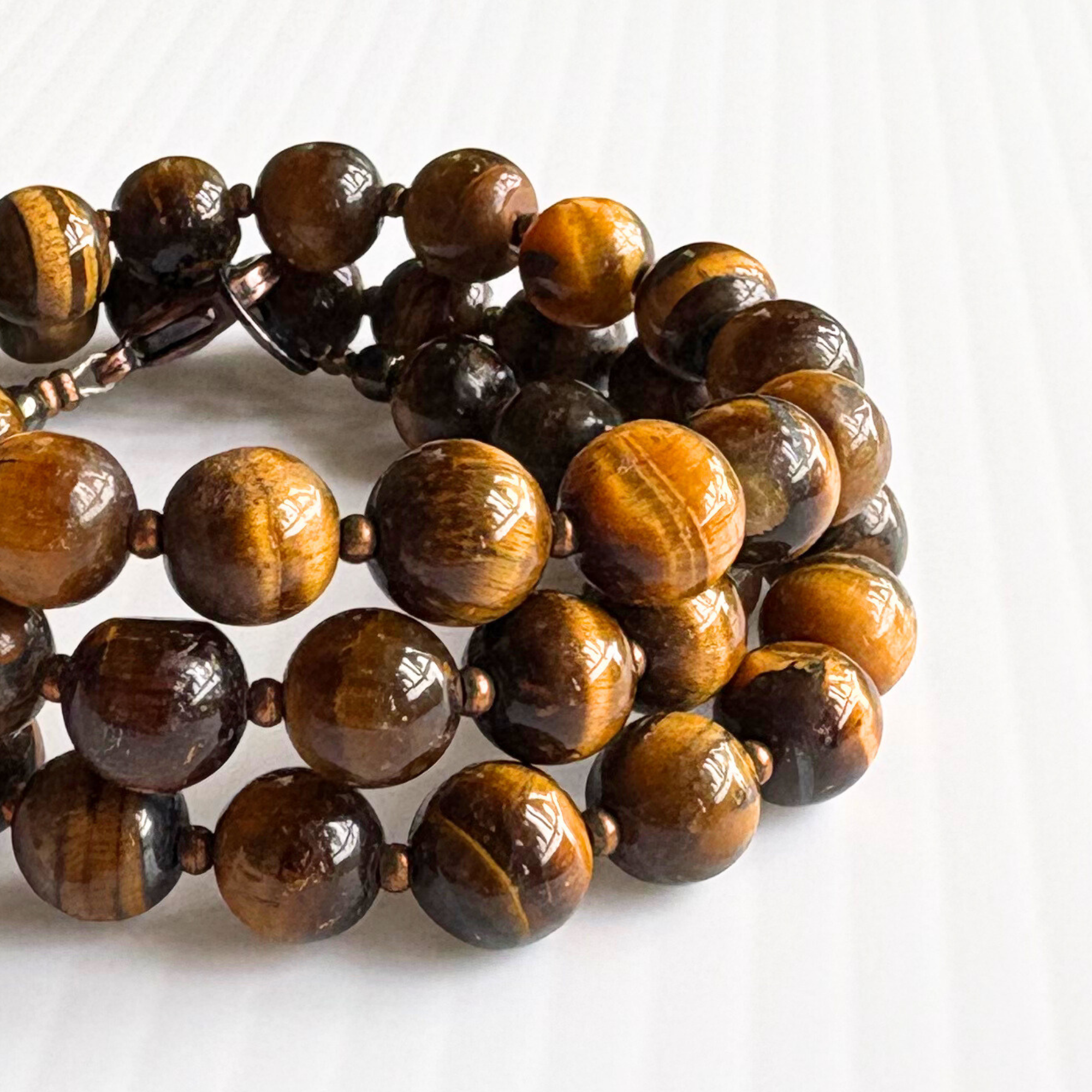 CA75　上品ブラウンの光沢｜天然石タイガーアイ一連ネックレス8mm玉　天然石ビーズネックレス