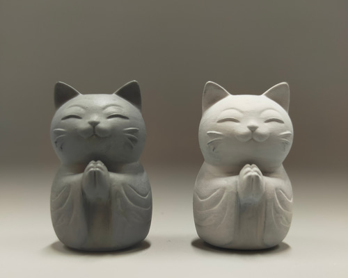 岡山富男　猫の置物 岡山富男 招き猫 猫の置物 小さい - メルカリ