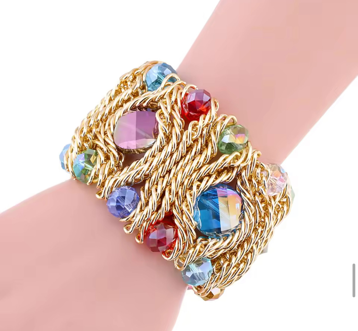 【身に纏うアート】ブレスレット バングル アクセサリー レディース クリスタル　2色展開