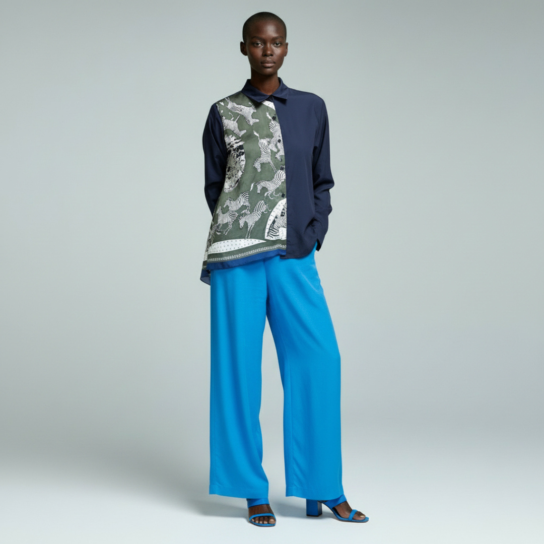 限定1枚！　スカーフを使ったアシンメトリーシャツ　1枚でモードにキマる！