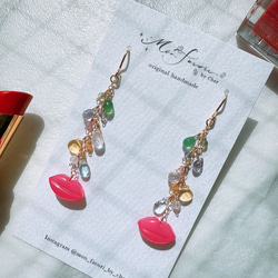 14kgf】天然石＊ラムネカラーフローライトのピアス(イヤリング)_