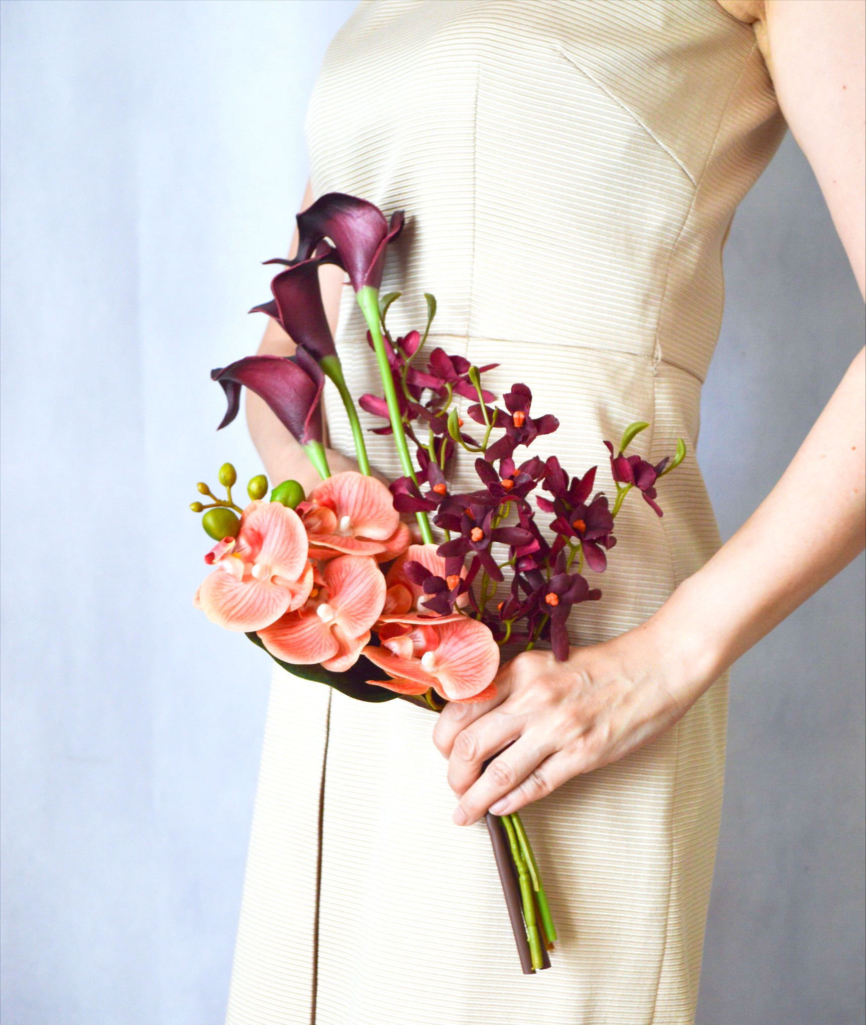 【胡蝶蘭のモダンブーケ】ウエディングブーケ、前撮り、結婚式、和装、アーティフィシャルフラワー、造花、ブライダル