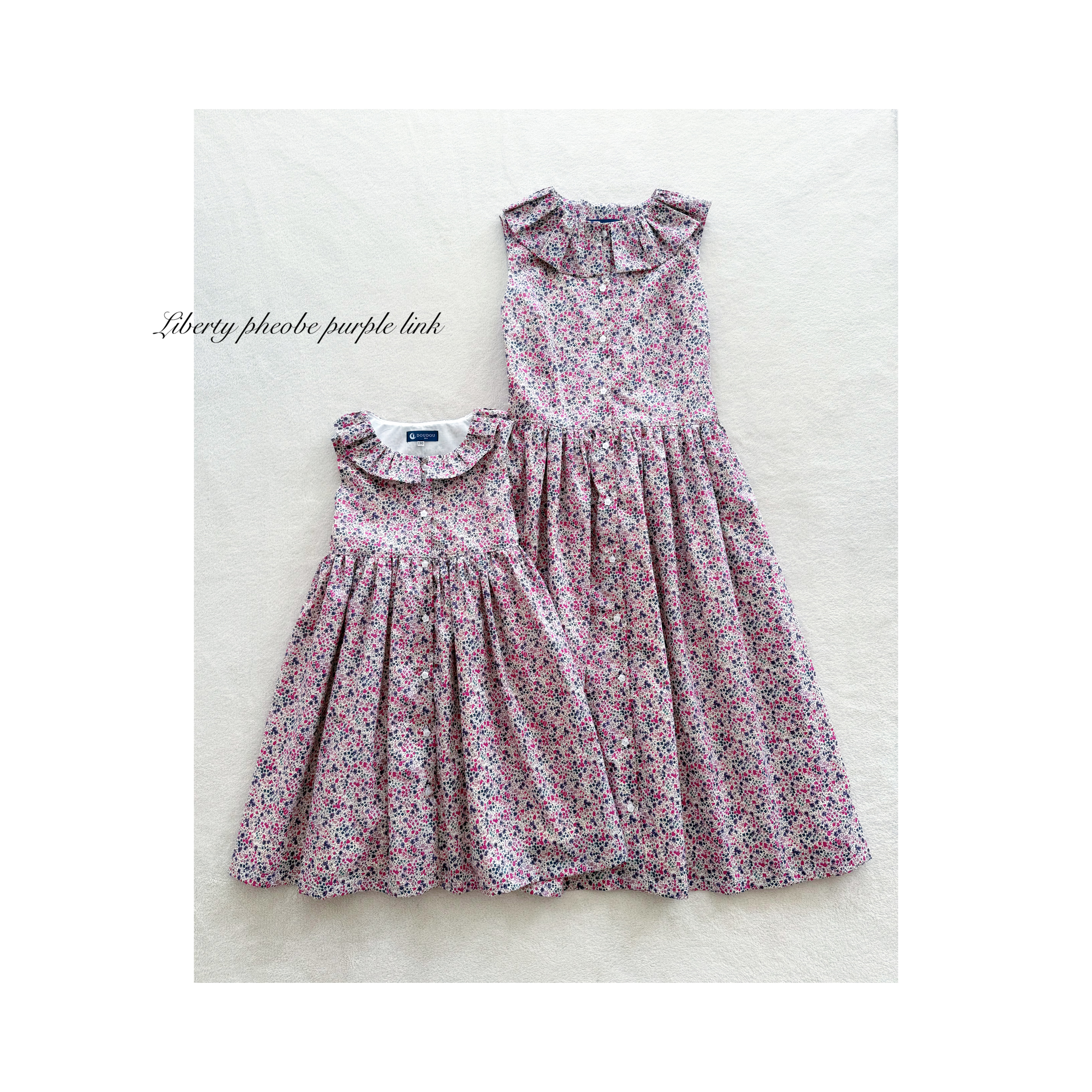 ♡新作♡リバティ生地フィービーパープル親子リンクワンピース