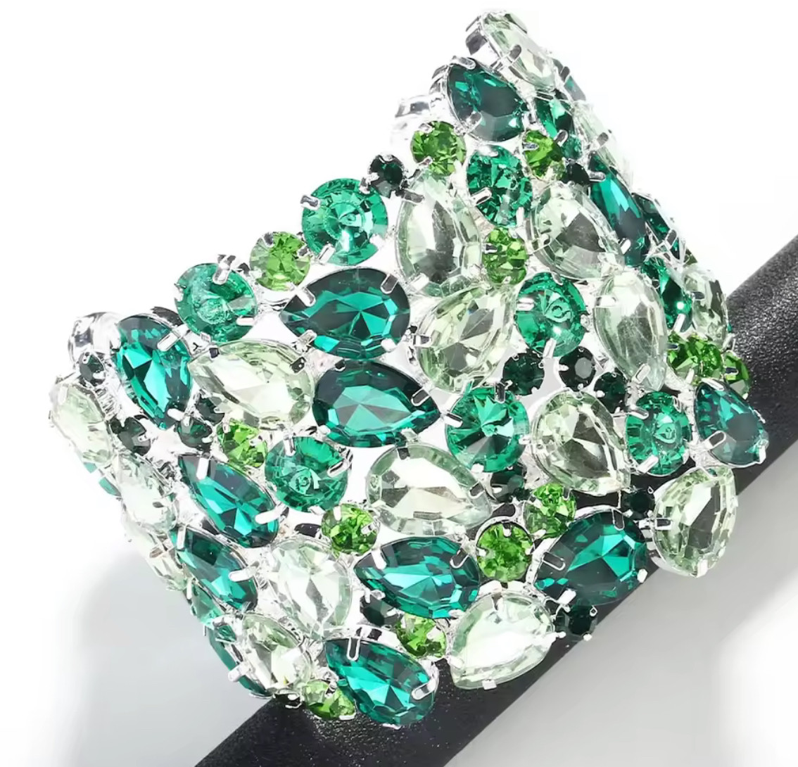 【身に纏うアート】ブレスレット バングル アクセサリー レディース クリスタル　2色展開