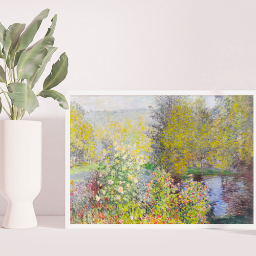 モネ ガーデン アートポスター 横長 アンティーク 花 風景画