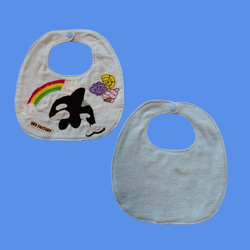 シャチとうみがめのアップリケベビースタイ2枚組｜9色から選べる｜出産祝い・ギフトにもおすすめ 5枚目の画像