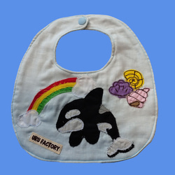 シャチとうみがめのアップリケベビースタイ2枚組｜9色から選べる｜出産祝い・ギフトにもおすすめ 3枚目の画像