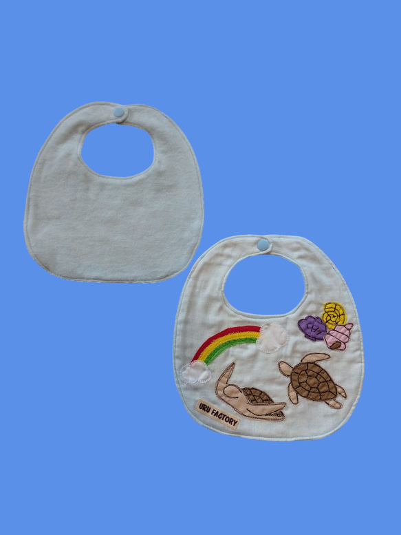 シャチとうみがめのアップリケベビースタイ2枚組｜9色から選べる｜出産祝い・ギフトにもおすすめ 6枚目の画像