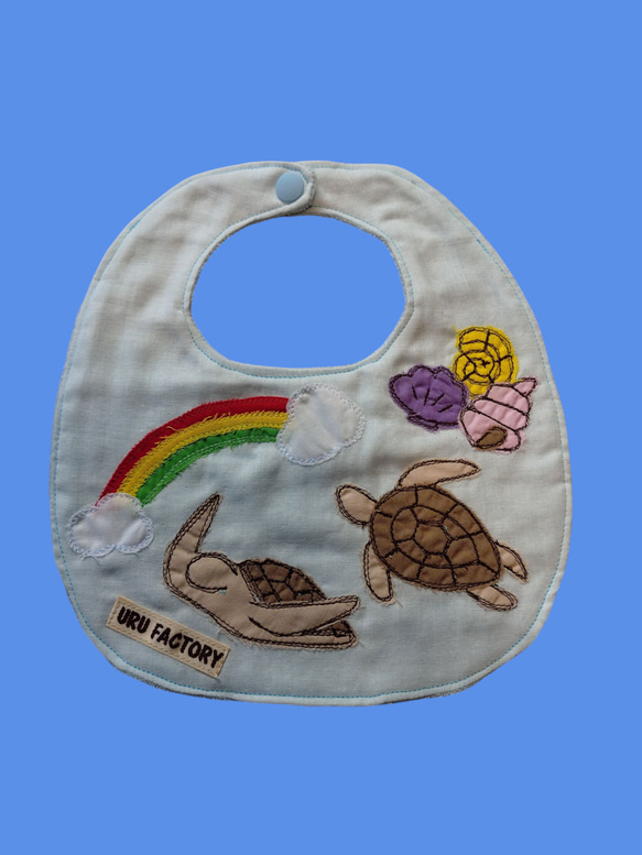 シャチとうみがめのアップリケベビースタイ2枚組｜9色から選べる｜出産祝い・ギフトにもおすすめ 4枚目の画像