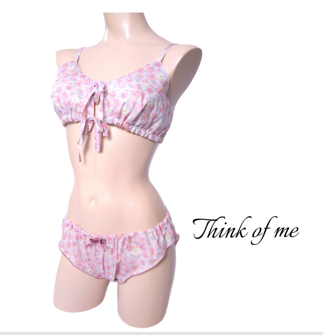 リバティ しめつけないブラとフリルふんどしパンツセット  シンクオブミー